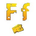 F, swiss vector Alphabet made of Cheese